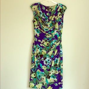 Lauren Floral dress with front rushing.